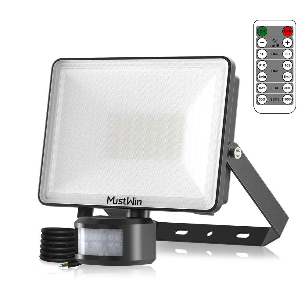 MustWin 30W IR Remote Control Motion Sensor Security Light Graphene Ma ...